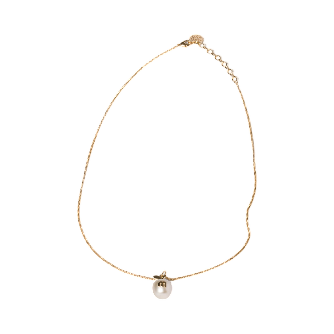 5IC343-2G9O-F0SAJ Miu Miu Metal Necklace with Pendant Gold Cream