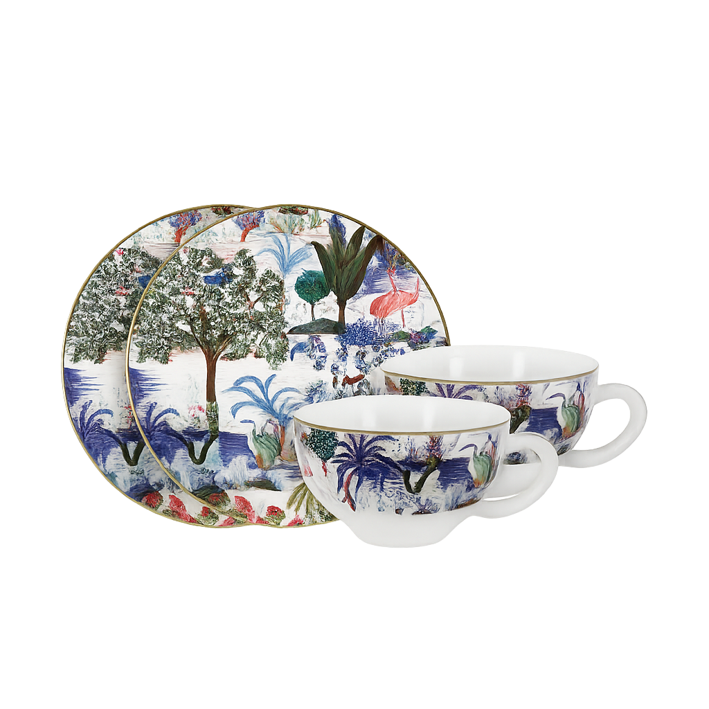 지앙 자르뎅 뒤팔레 티컵 2인조 세트 (160ml)(Gien Jardin du Palais Tea Cup Set for Two (160 ml))