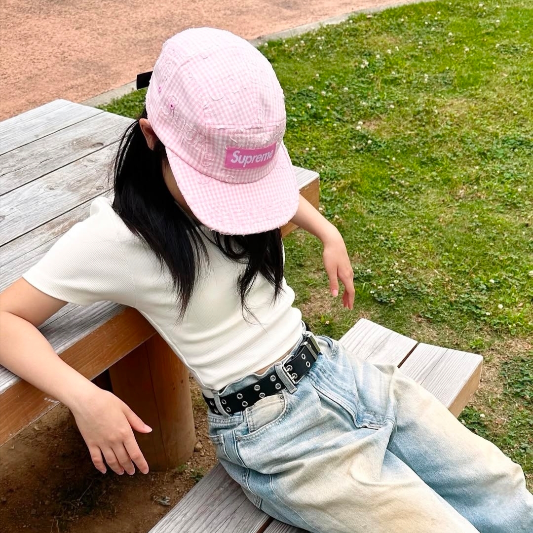 Supreme Monogram Gingham Camp Cap Pink - 26SS 착용 스타일
