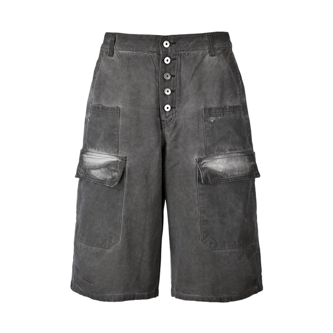톤얼타이드 버튼 플라이 카고 버뮤다 팬츠 더티 그레이(tornortied Button Fly Cargo Bermuda Pants Dirty Gray)