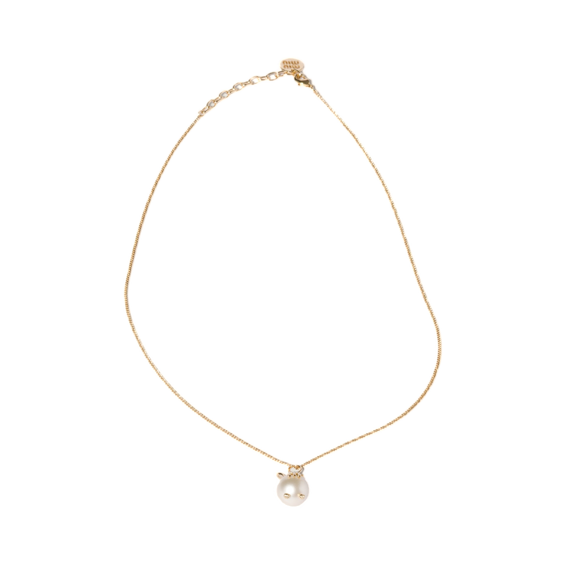 5IC346-2G9O-F0SAJ Miu Miu Metal Necklace with Pendant Gold Cream