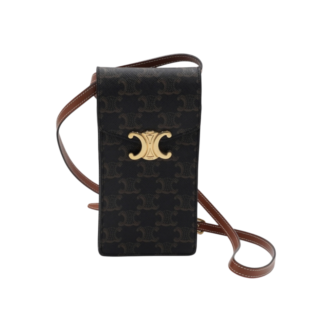 ITGN3VM9SWR5 Celine Triomphe Canvas Vertical Phone Pouch Crossbody Bag
