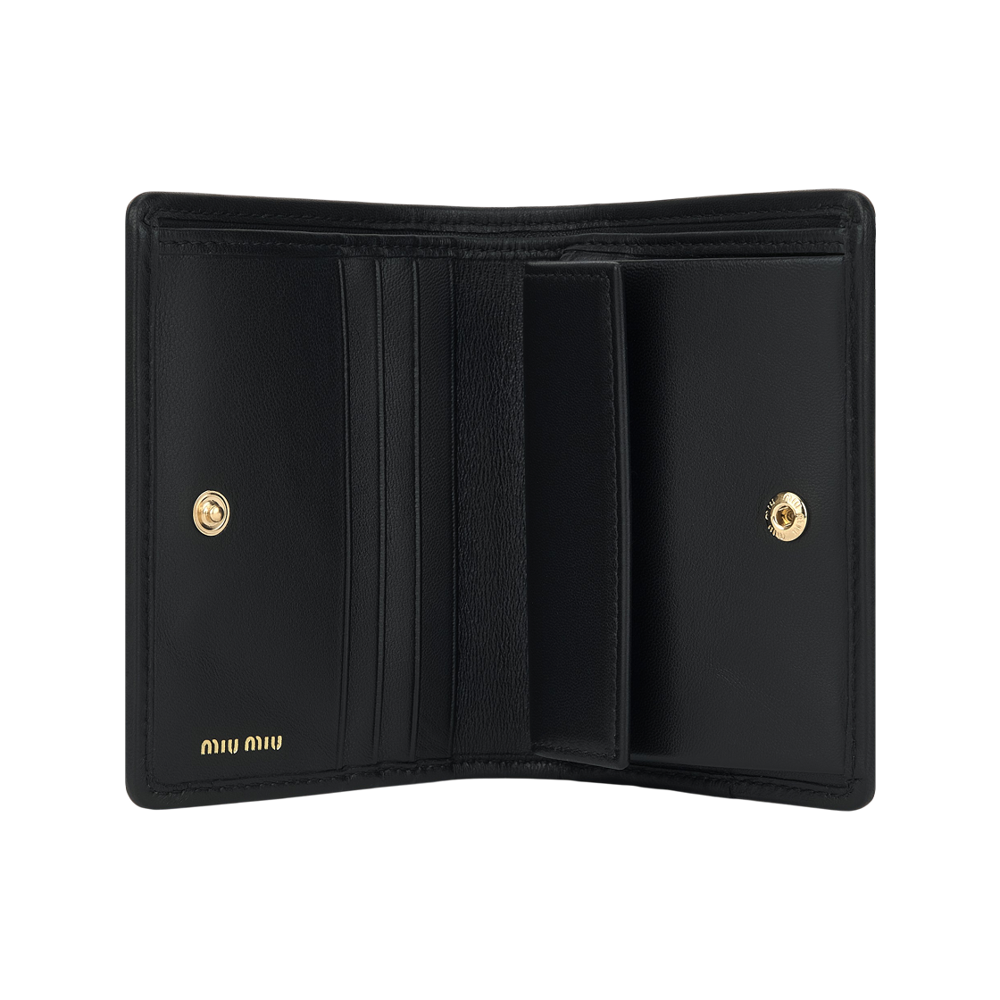 미우 미우 마테라쎄 나파 가죽 반지갑 블랙(Miu Miu Matelasse Nappa Leather Wallet Black) - 3
