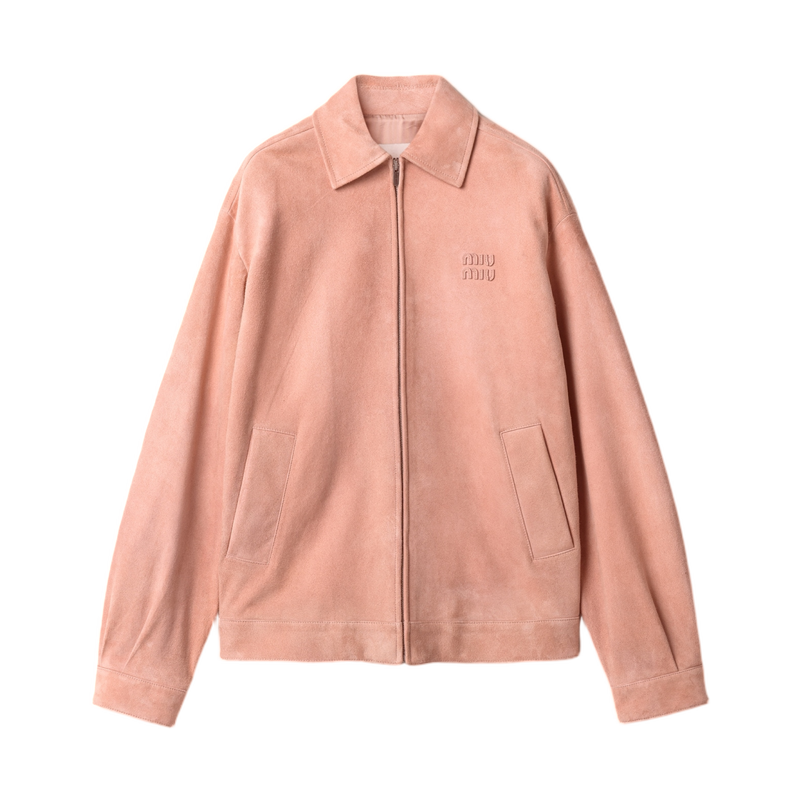 (W) 미우 미우 왁스드 스웨이드 블루종 자켓 오키드 핑크((W) Miu Miu Waxed Suede Blouson Jacket Orchid Pink)