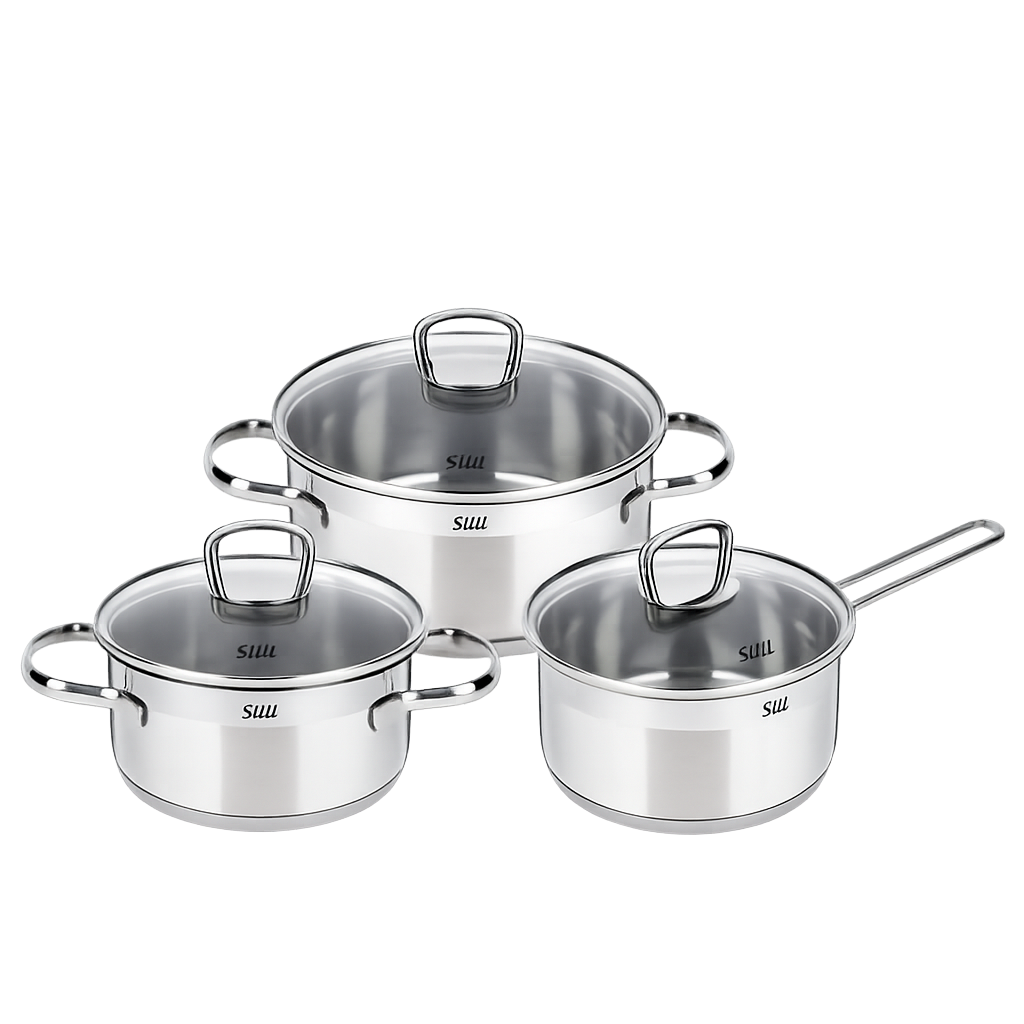 실리트 실리썸 롬바르디아 스텐냄비 3종(16편+16L+20L)(Silit Silissome Lombardia Stainless Steel Pot 3‑Piece Set (16cm Saucepan + 16cm Low Pot + 20cm Low Pot))