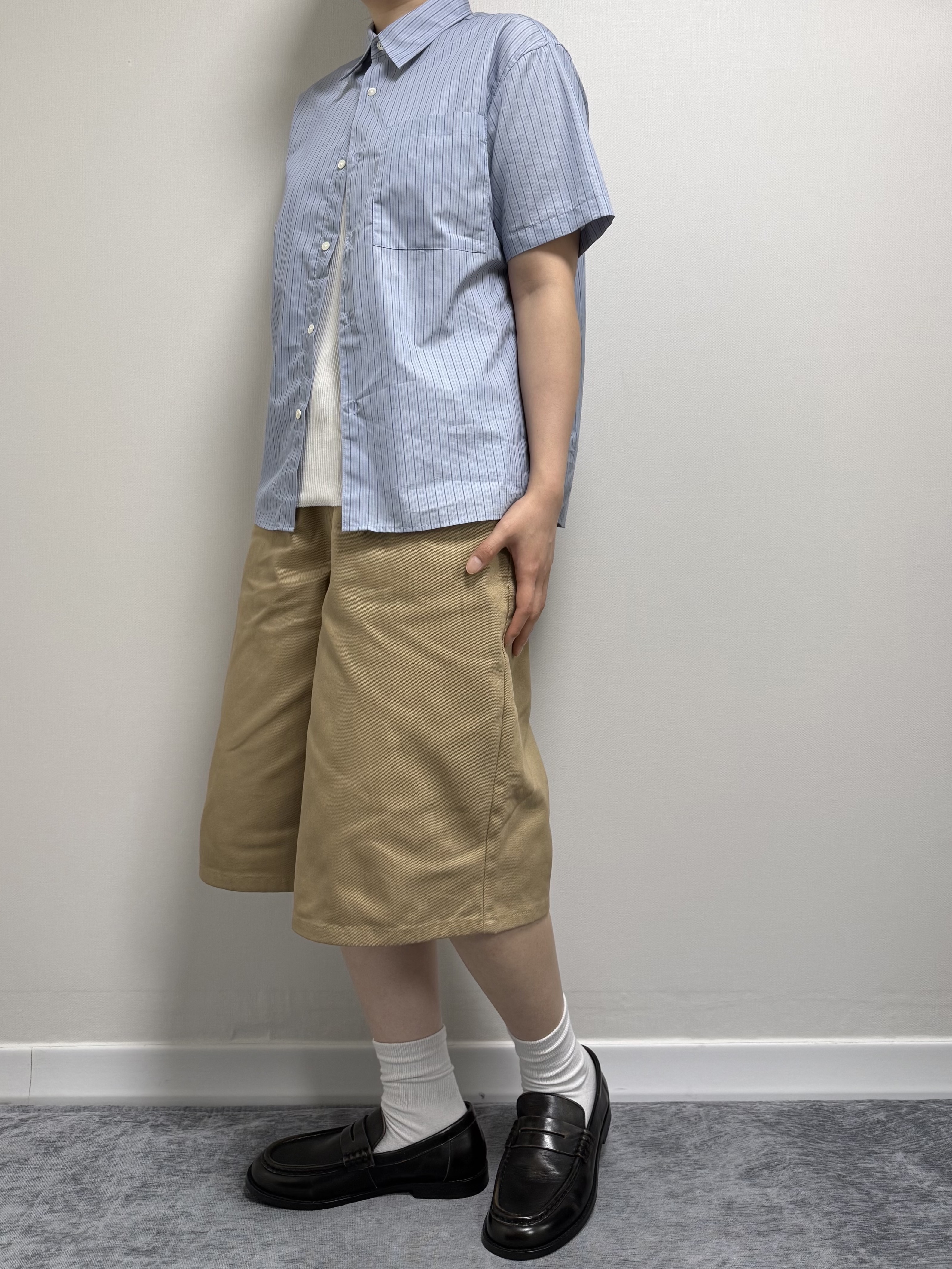 LOSTGARDEN UNIFORM Wide Loafer Vintage Brown 착용 스타일 - 2