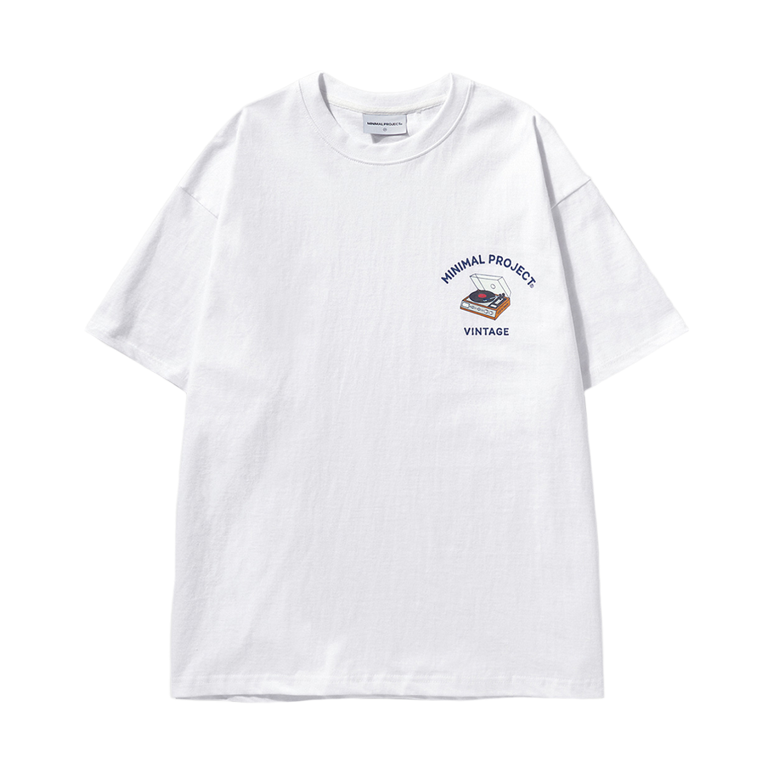 MST148-WHITE MINIMALPROJECT Turntable Vintage Overfit Short Sleeve T-Shirt MST148 White