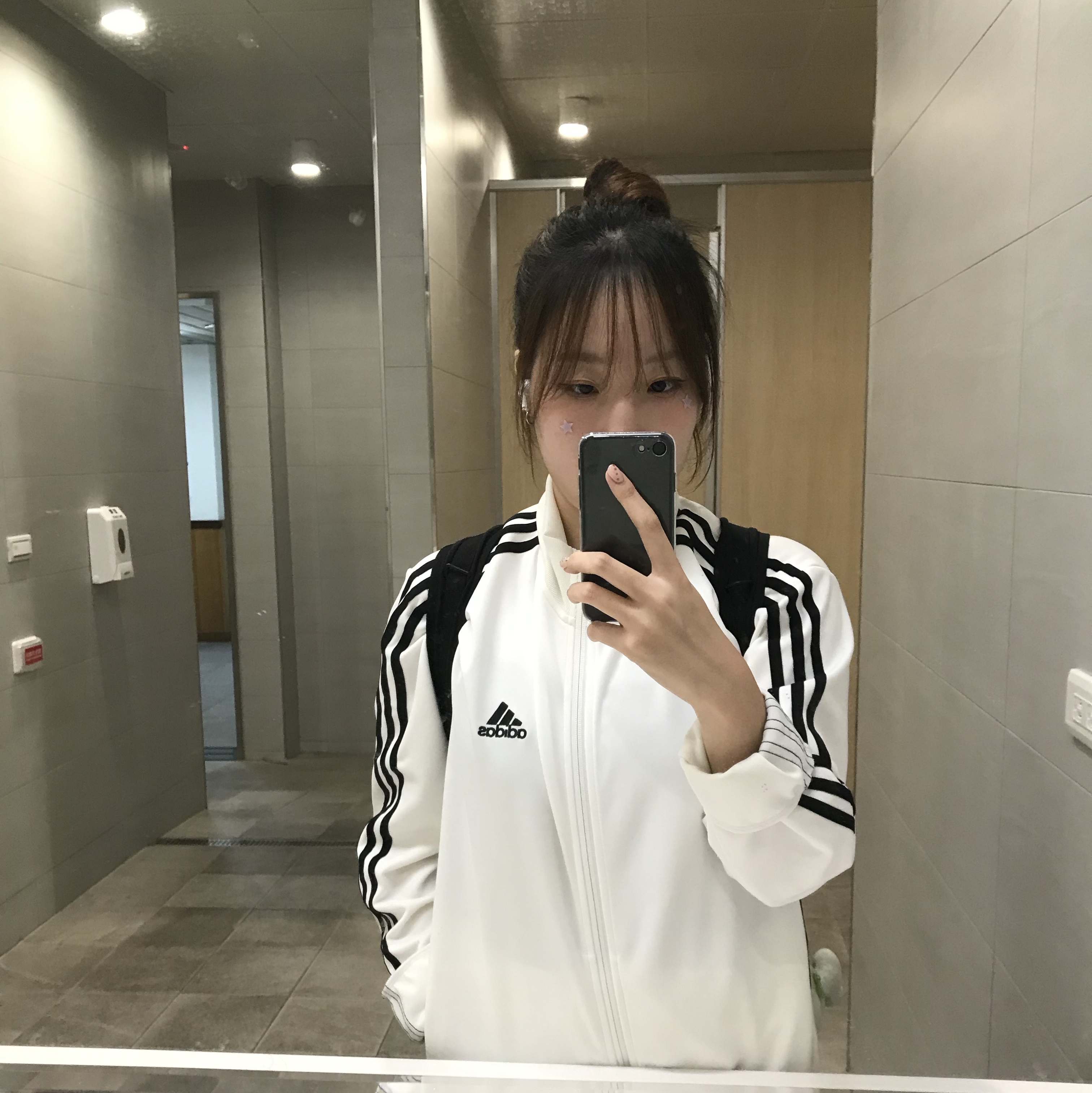 Adidas 3S Regular Fit Double Knit Track Top White - KR Sizing 착용 스타일 - 1