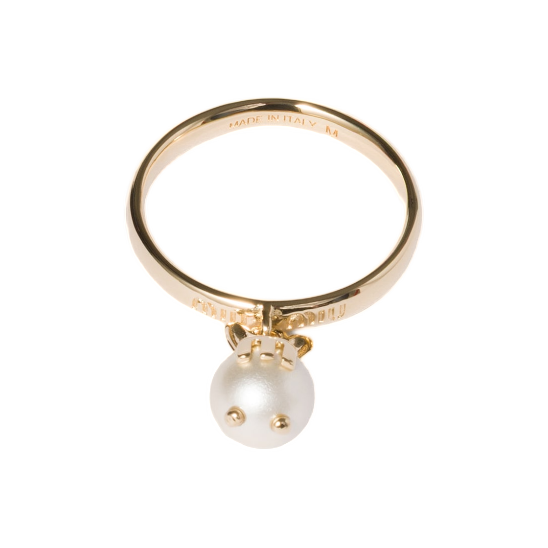 5IA094-2G9O-F0SAJ Miu Miu Metal Ring with Pendant Gold Cream