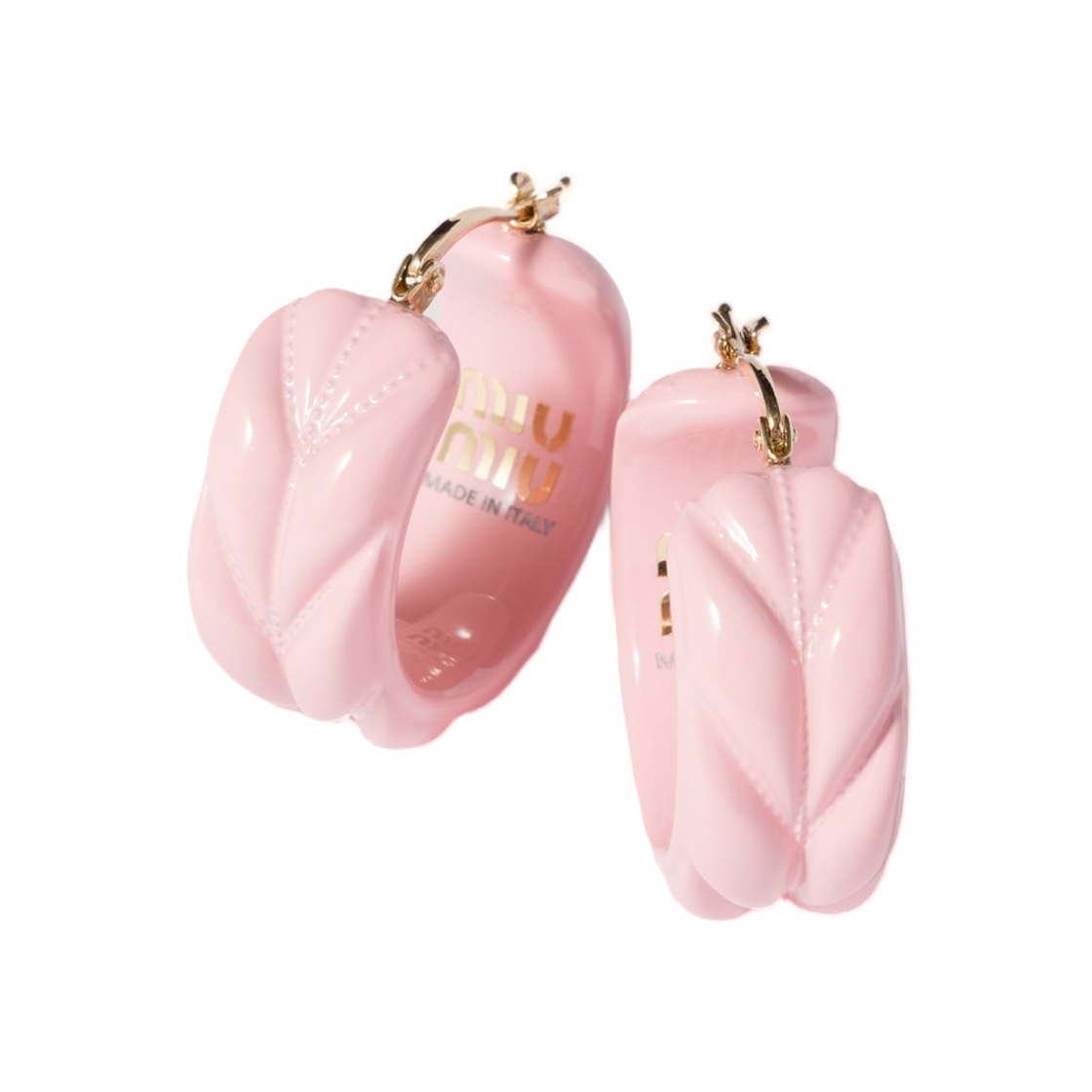 5IO510-2G9P-F0E18 Miu Miu Matelasse Earrings Alabaster Pink