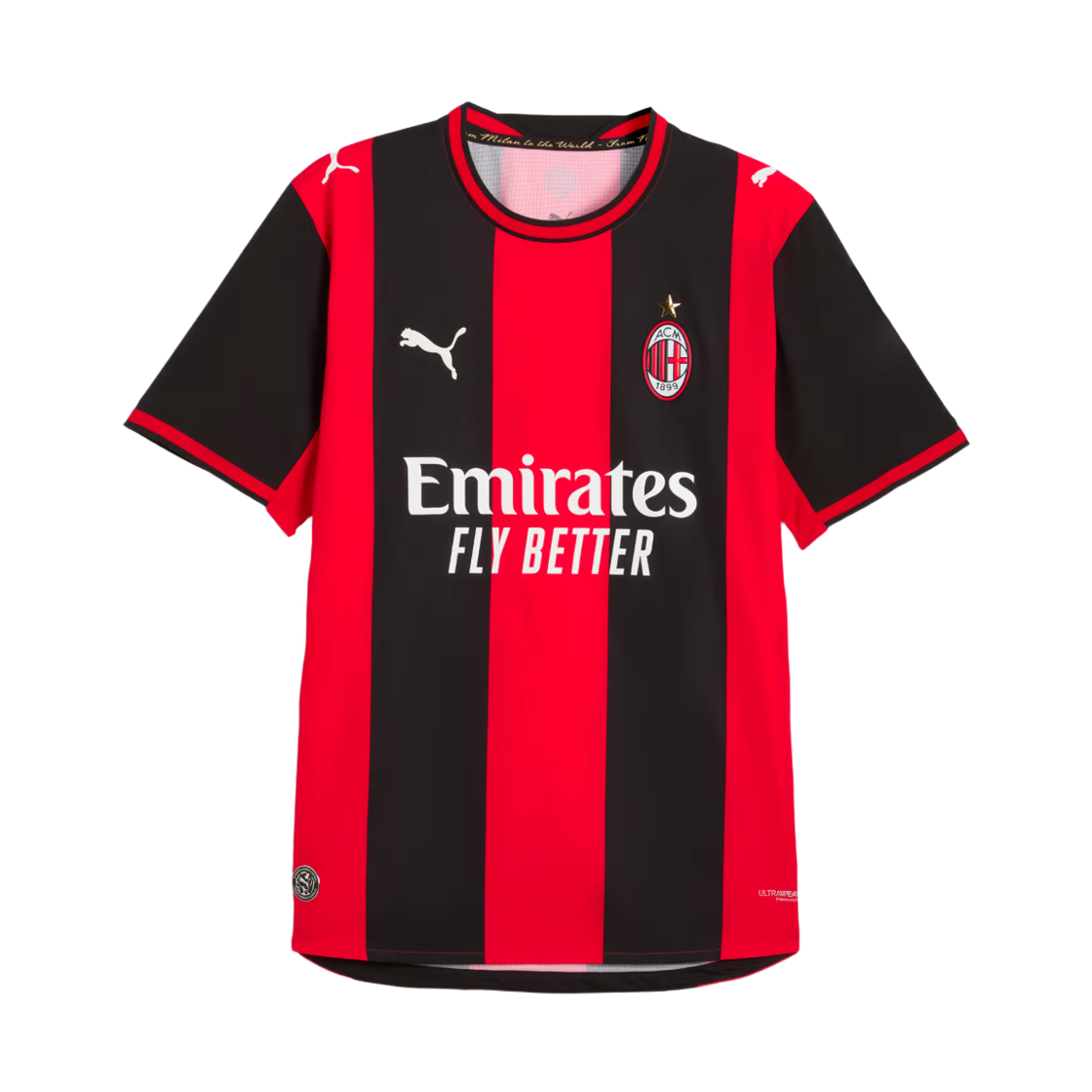 784120-01 Puma AC Milan Home Authentic Soccer Jersey Black For All Time Red (Non Marking Ver.)