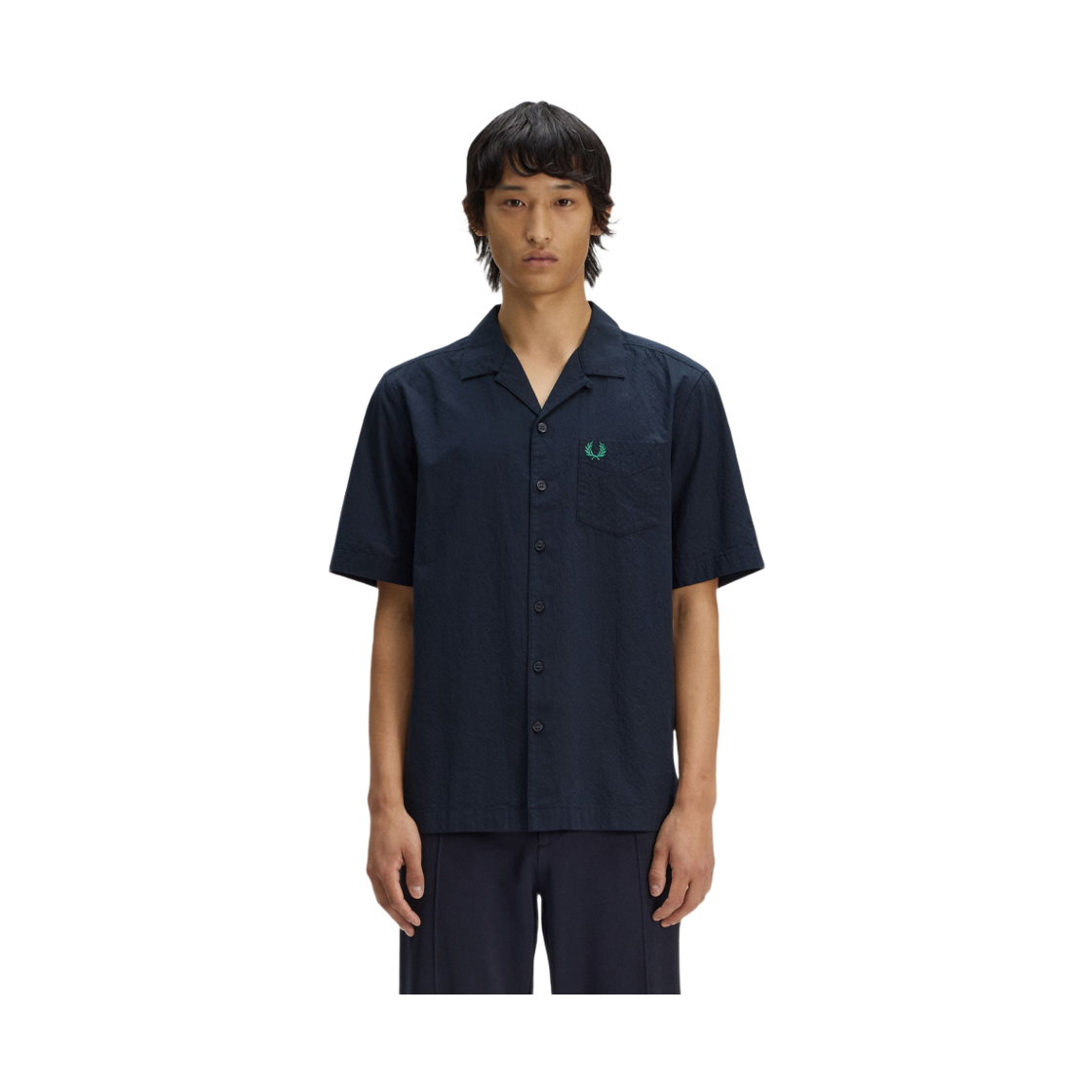 프레드페리 시어서커 리비어 칼라 셔츠 네이비(Fred Perry Seersucker Revere Collar Shirt Navy) - 2