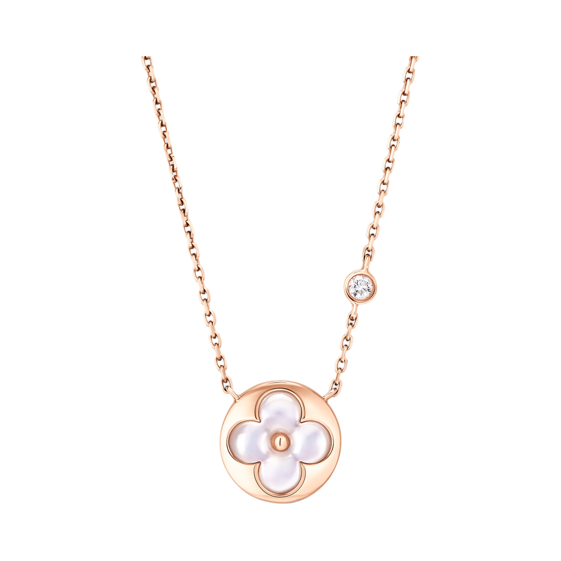 Q03788 (W) Louis Vuitton Color Blossom BB Sun Pendant Pink Gold White Mother of Pearl Diamond