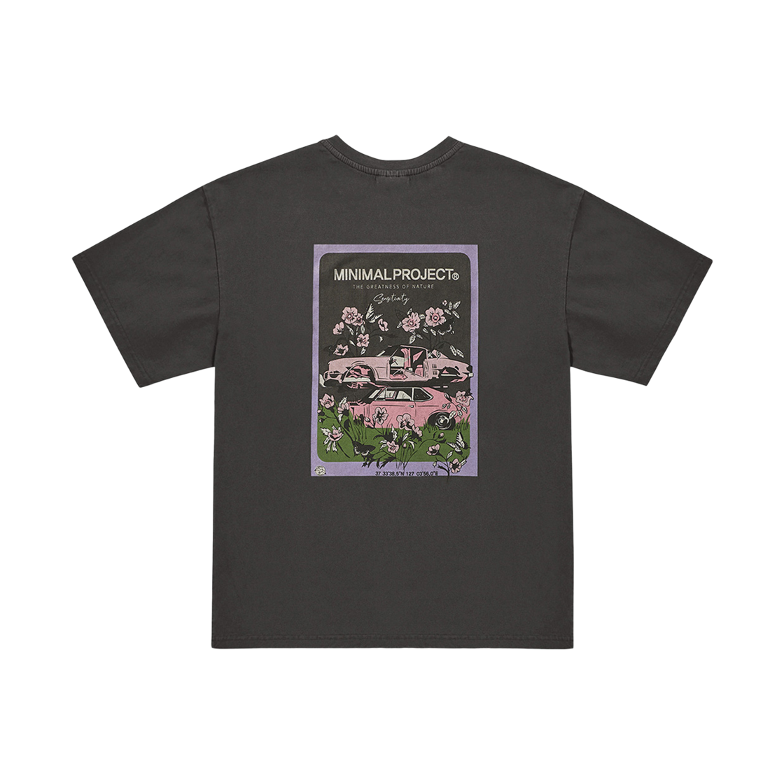 미니멀프로젝트 플라워 프레임 피그먼트 반팔티셔츠 MST164 다크 그레이(MINIMALPROJECT Flower Frame Pigment Short Sleeve T-Shirt MST164 Darkgray)
