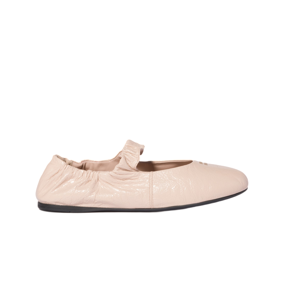 5F340E-5TZ-F0236 (W) Miu Miu Ruches Nappa Leather Ballerinas Powder Pink