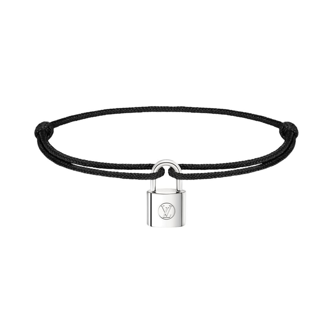 QA5523 Louis Vuitton x UNICEF Silver Lockit Bracelet Polyester Cord Sterling Silver Black