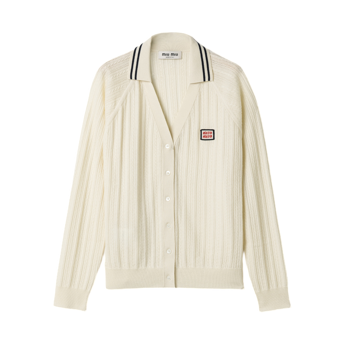 (W) 미우 미우 캐시미어 가디건 내츄럴 블루((W) Miu Miu Cashmere Cardigan Natural Blue)