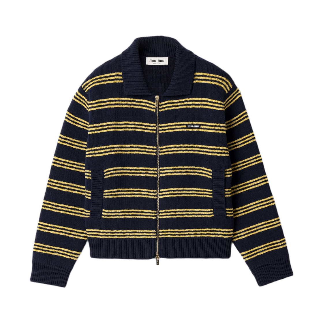 (W) 미우 미우 울 앤 캐시미어 가디건 네이비((W) Miu Miu Wool and Cashmere Cardigan Navy)