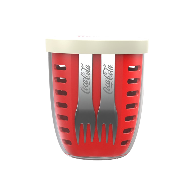 CO-WGS01-R Coca-Cola Signature Fruit Pot with 2P Fork Set 650ml - Red (CO-WGS01-R)