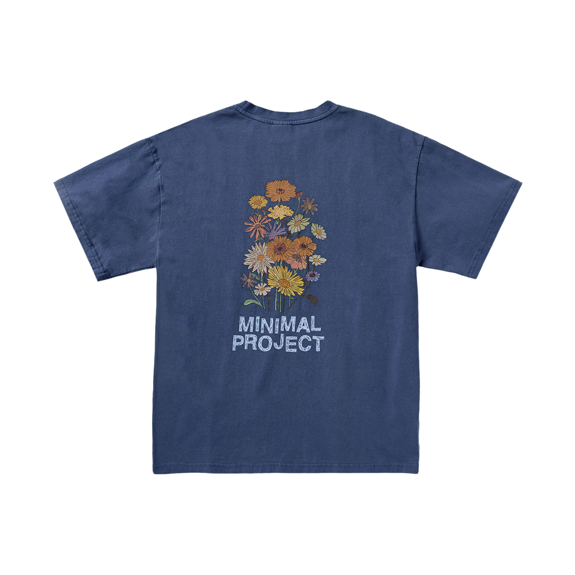 MST155-LIGHTNAVY MINIMALPROJECT Flower Printing Pigment Short Sleeve T-Shirt MST155 Light Navy