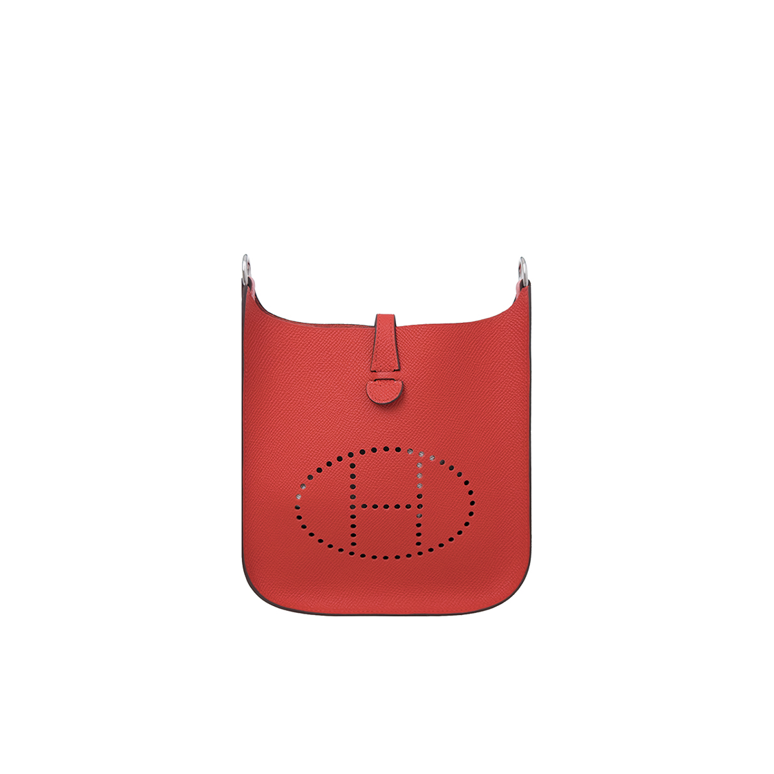 ITUG847MMTFI Hermes Mini Evelyne TPM in Rouge Radieux Silver Hardware 6HB0291