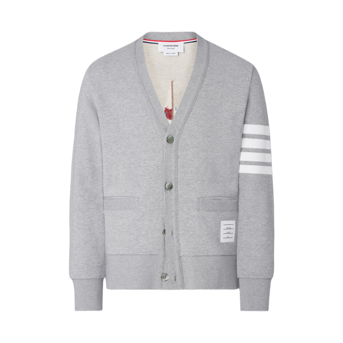 톰브라운 루프백 사선 보트 자수 가디건 라이트 그레이(Thom Browne Loopback 4-Bar Boat Embroidery Cardigan Light Grey) - 1
