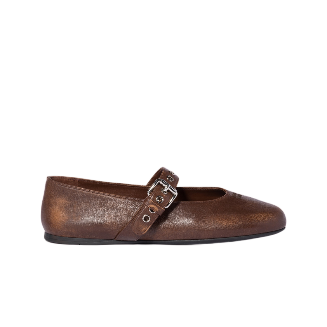 5F625E-3H02-F0038 (W) Miu Miu Nappa Leather Ballerinas Sienna
