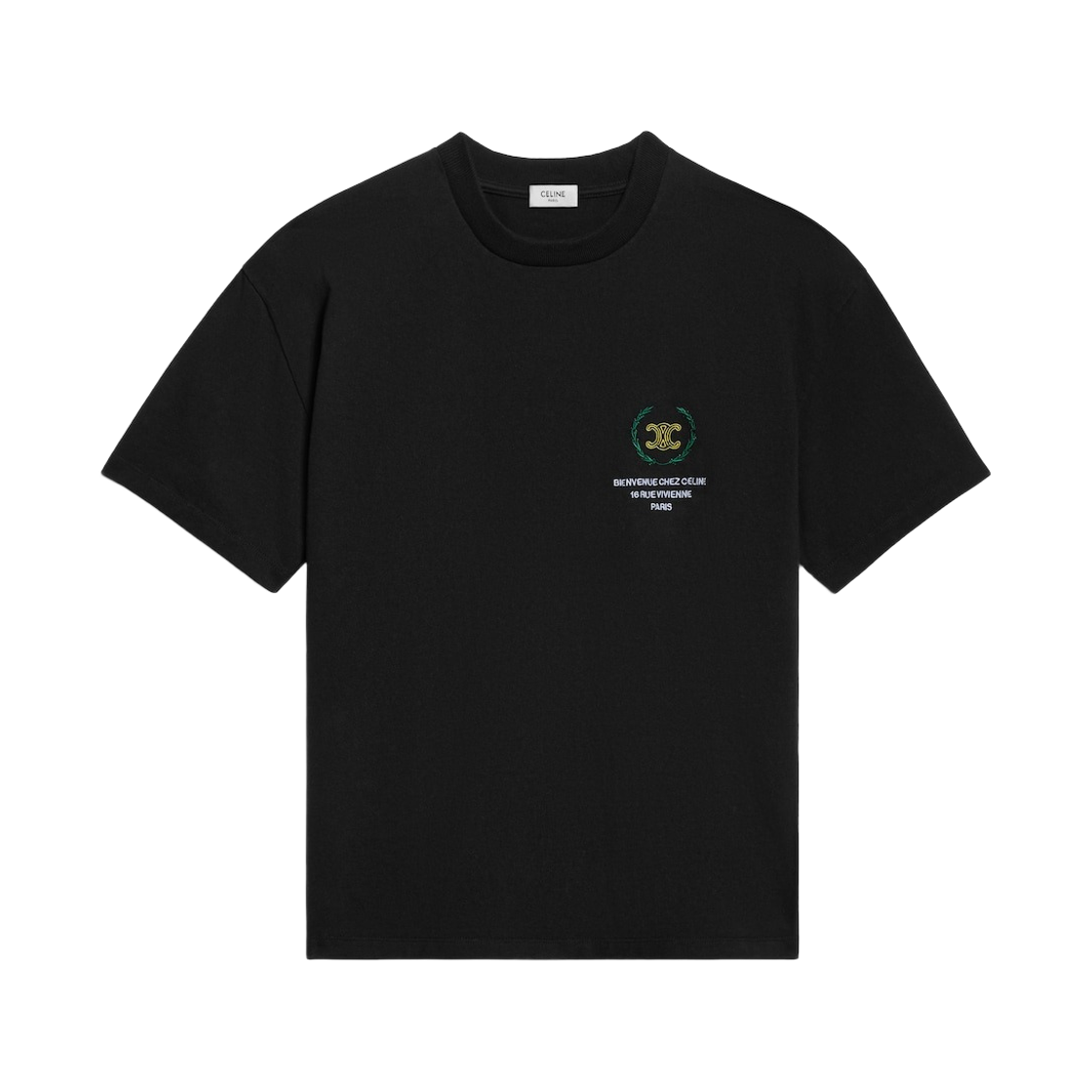 셀린느 티셔츠 코튼 저지 블랙 옐로우(Celine T-Shirt in Cotton Jersey Black Yellow) - 1