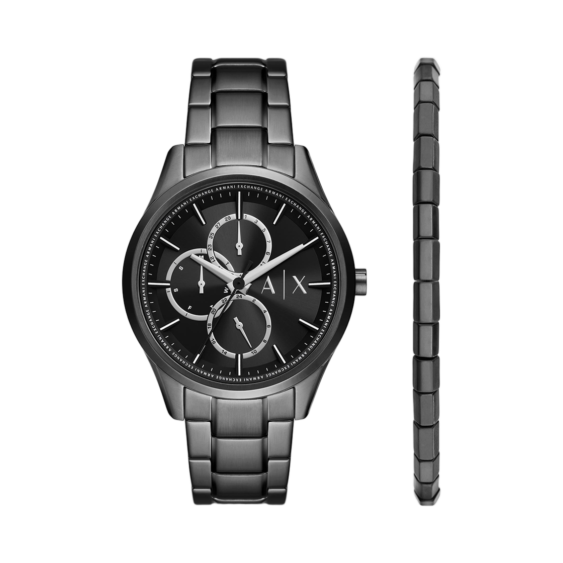 아르마니 익스체인지 단테 크로노그래프 42mm 팔찌 세트 블랙 블랙(Armani Exchange Dante Chronograph 42mm Bracelet Set Black Black)