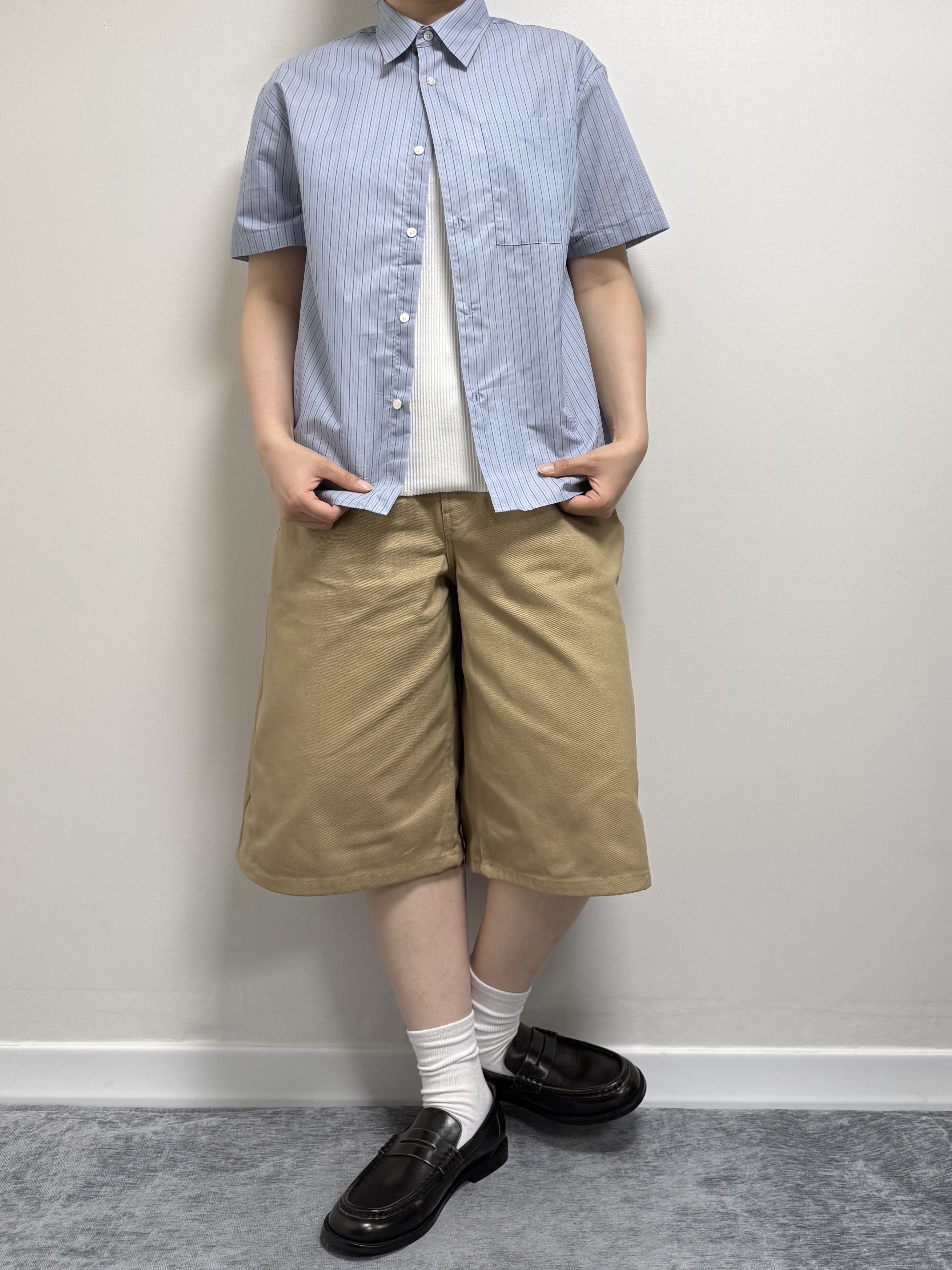 LOSTGARDEN UNIFORM Wide Loafer Vintage Brown 착용 스타일 - 1