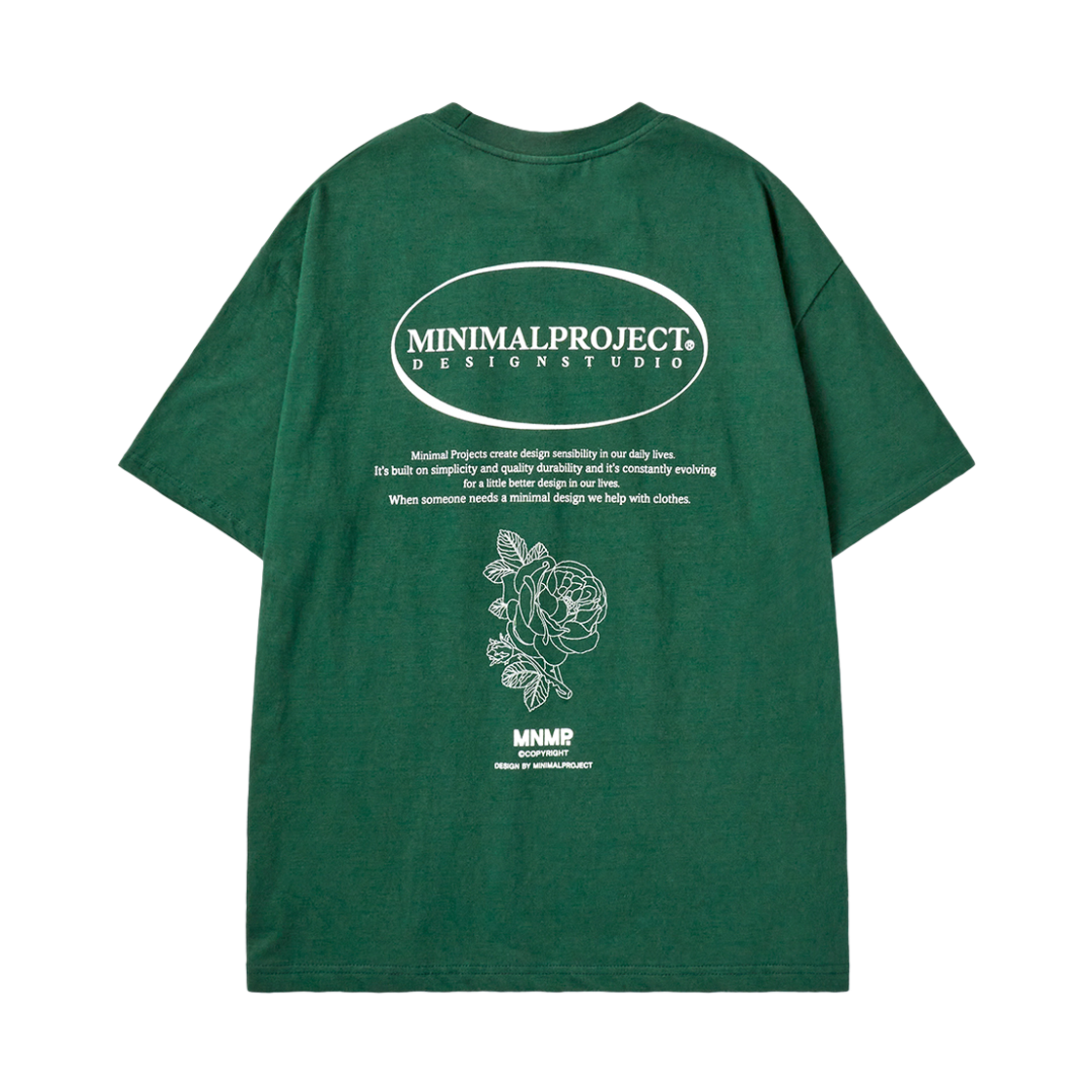 MST151-GREEN MINIMALPROJECT Circle Logo Flower Overfit Short Sleeve T-Shirt MST151 Green