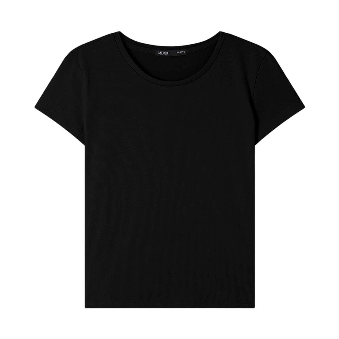 (W) 미쏘 x 쭈언니 코튼 스판 티셔츠 블랙((W) Mixxo x Jju Unni Cotton Span T-Shirt Black)