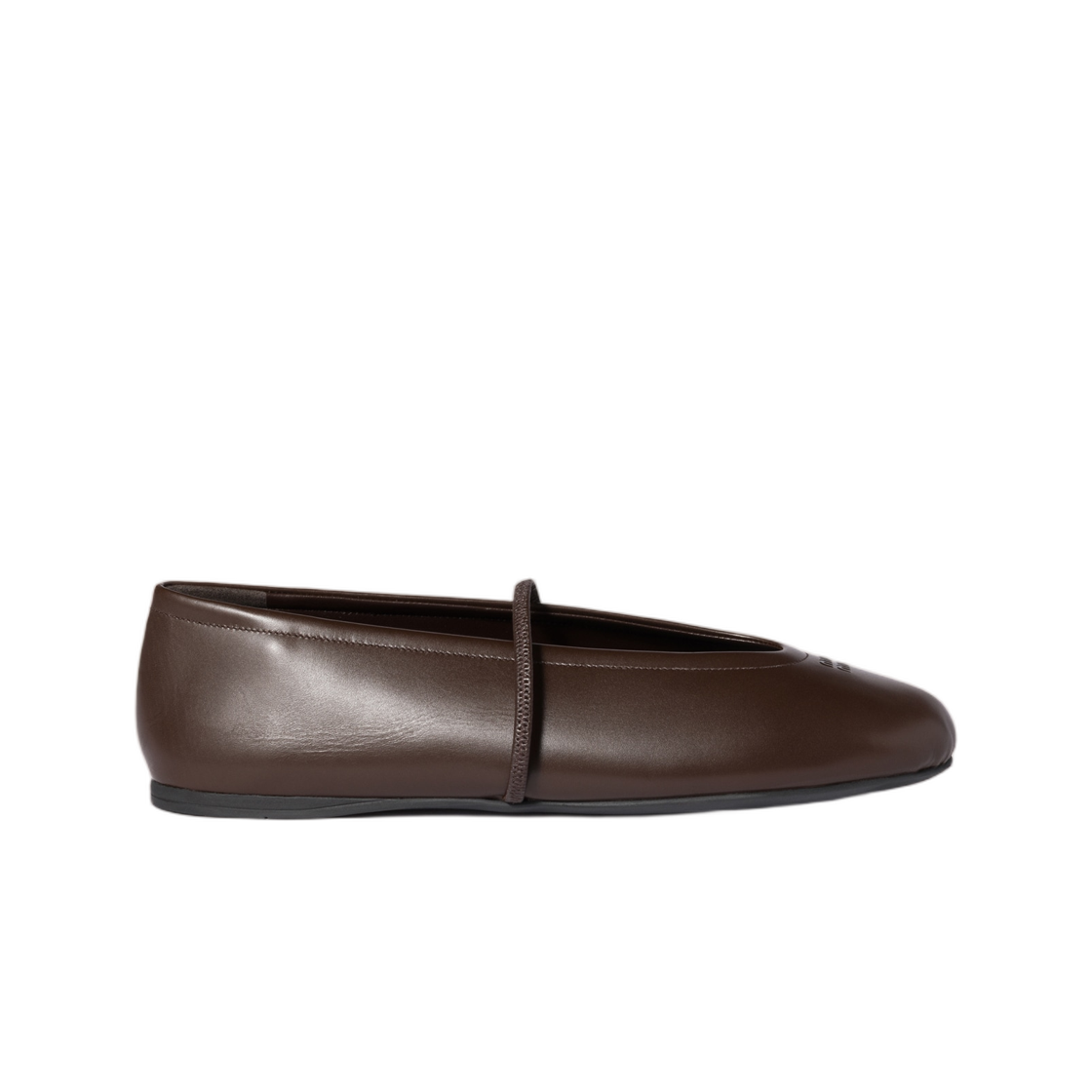 5F334E-070-F0003 (W) Miu Miu Nappa Leather Ballerinas Dark Brown