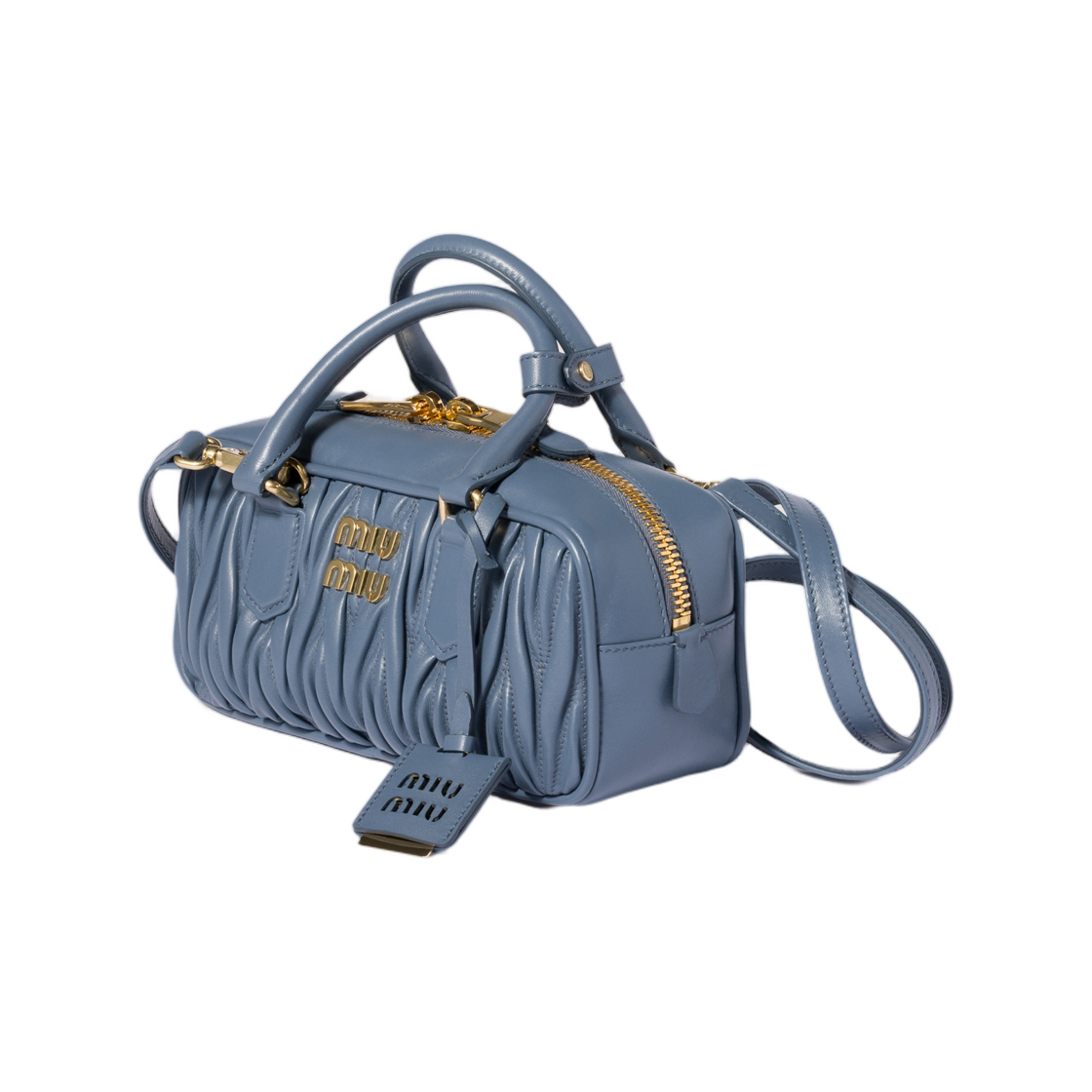 미우 미우 아르카디 마틀라세 나파 레더 백 에비에이션 블루(Miu Miu Arcadie Matelasse Nappa Leather Bag Aviation Blue) - 2