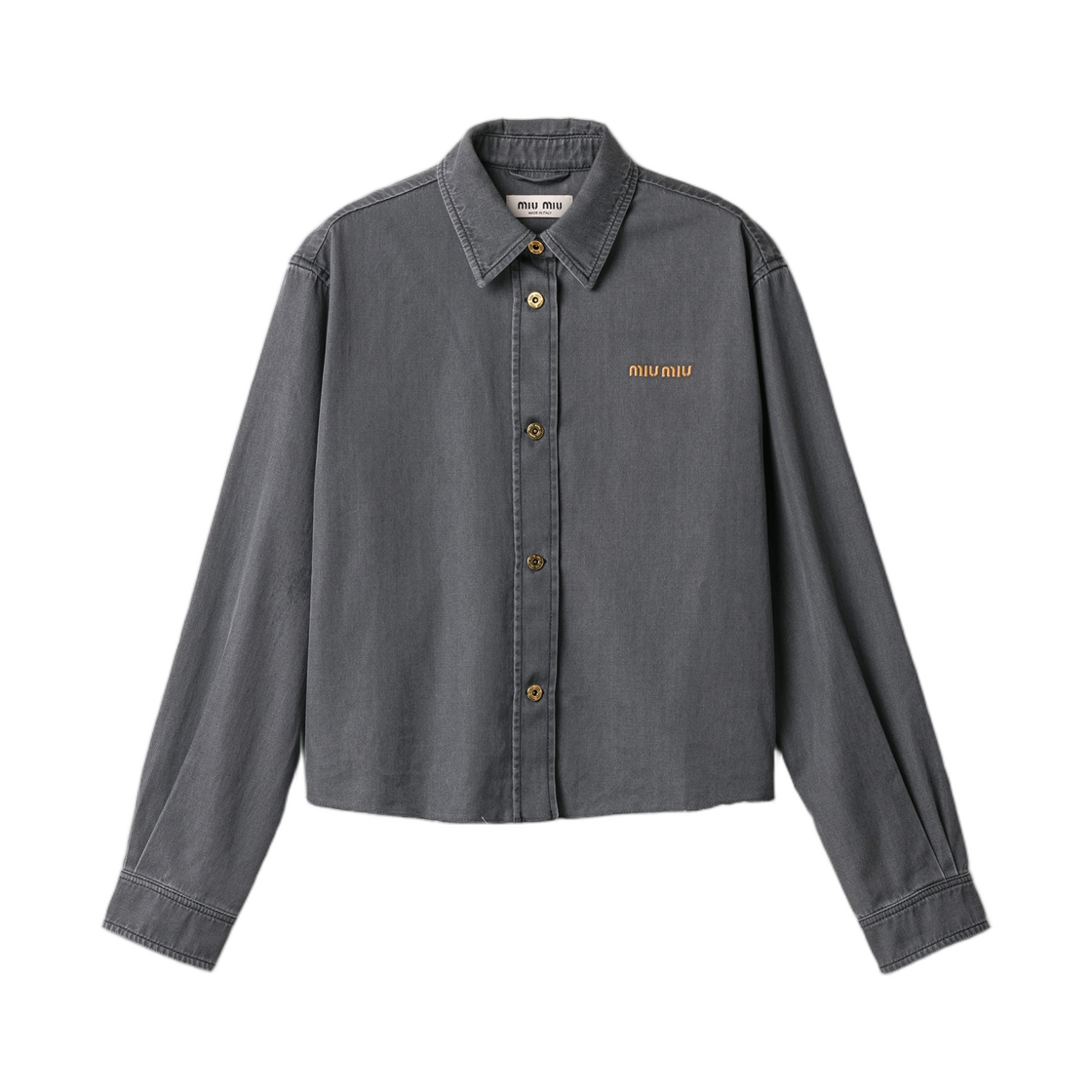(W) 미우 미우 샴브레이 셔츠 블랙((W) Miu Miu Chambray Shirt Black)