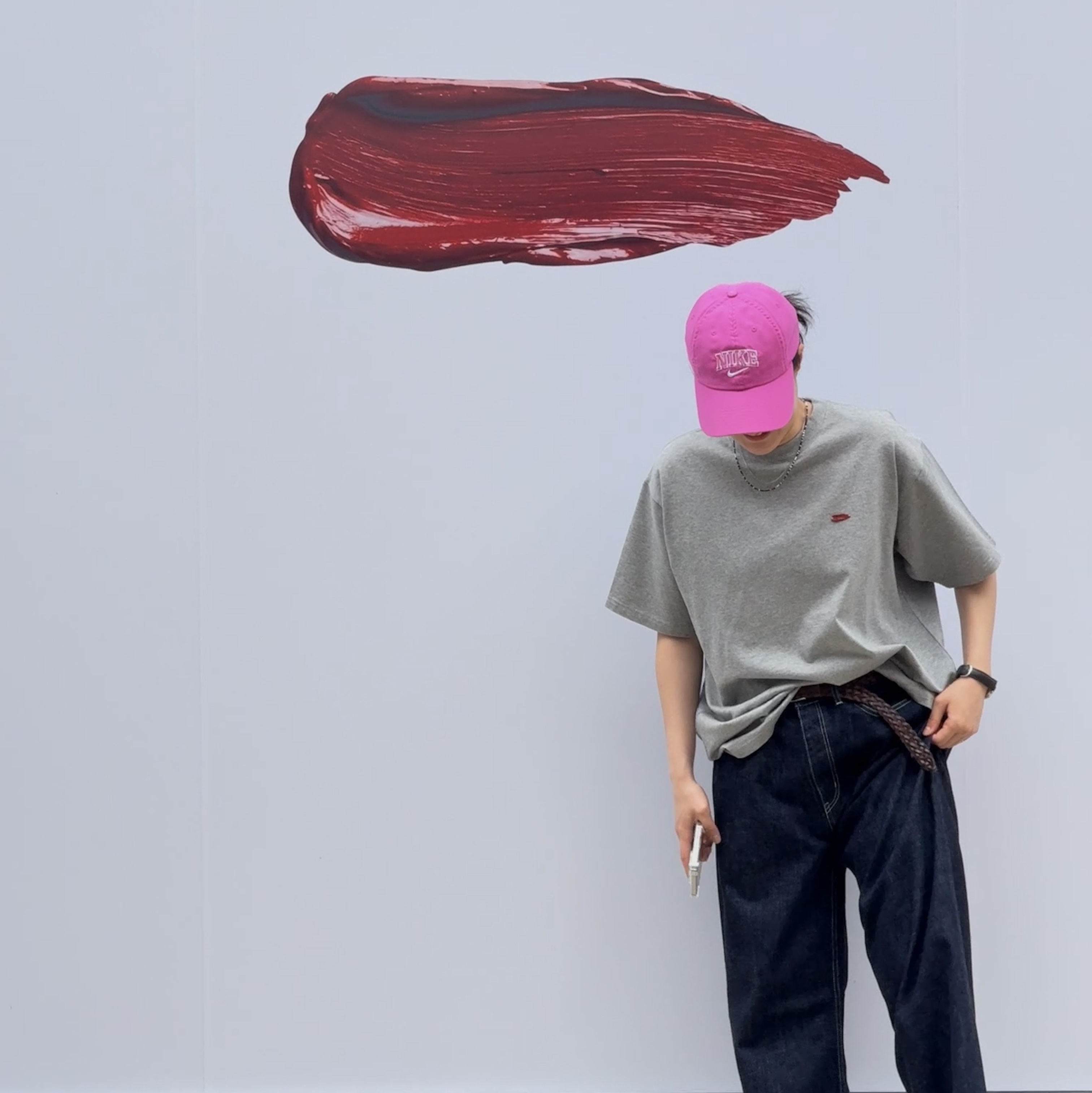 AKRYL Denim Boxy Pants One Wash - 26FW, AKRYL Jersey Tee Grey - 26FW 착용 스타일 - 10