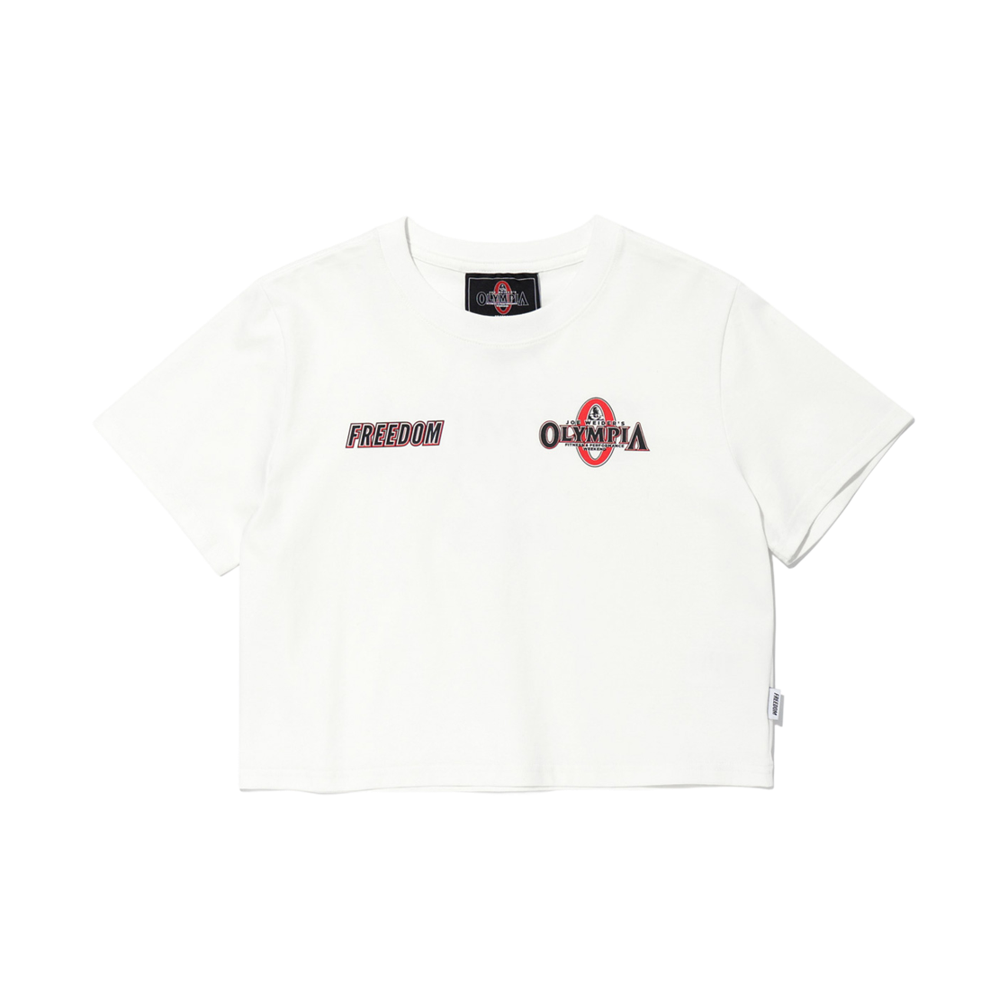 프리덤 우먼스 올림피아 스몰 로고 크롭 티셔츠 화이트(FREEDOM Womens Olympia Small Logo Crop T-Shirts White) - 1