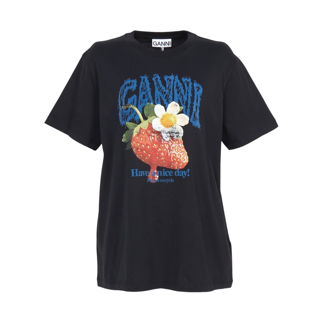A1050257-252 (W) Ganni Cotton T-Shirt Black