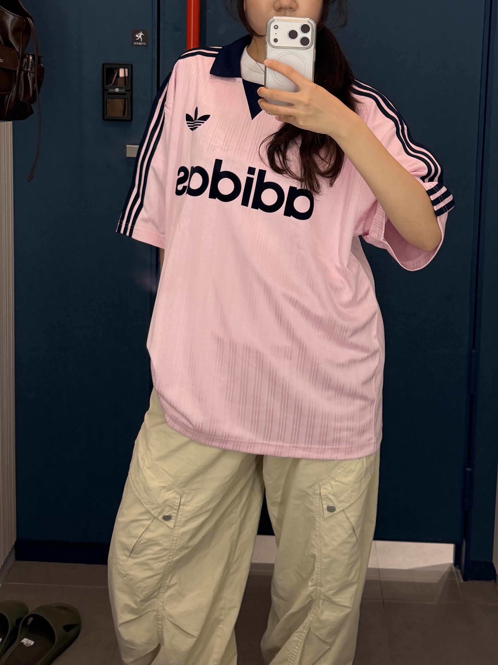 Adidas Originals Collared Goalie Top Clear Pink - KR Sizing 착용 스타일 - 3