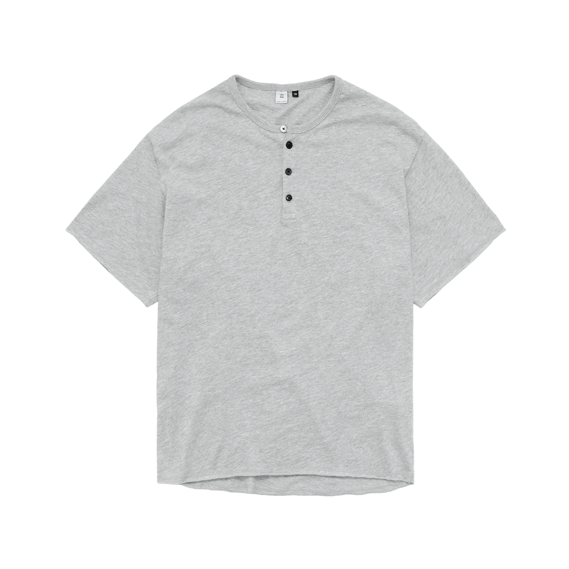 폴리테루 1/2 헨리 넥 티셔츠 3% 멜란지 그레이(Polyteru 1/2 Henley Neck T-Shirt 3% Melange Gray)