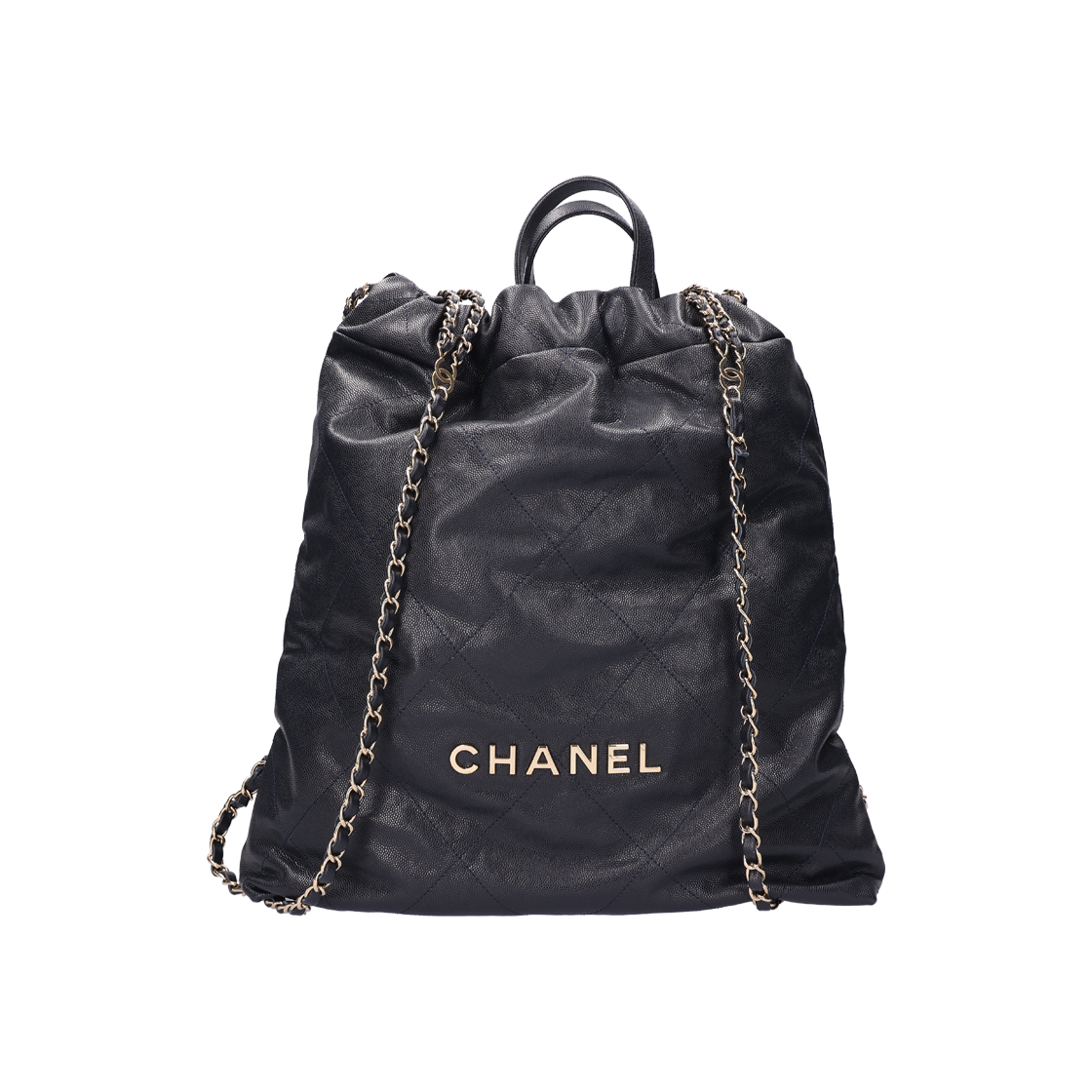 ITRSTH8E8U87 Chanel 22 Backpack Navy Gold Grained Calfskin