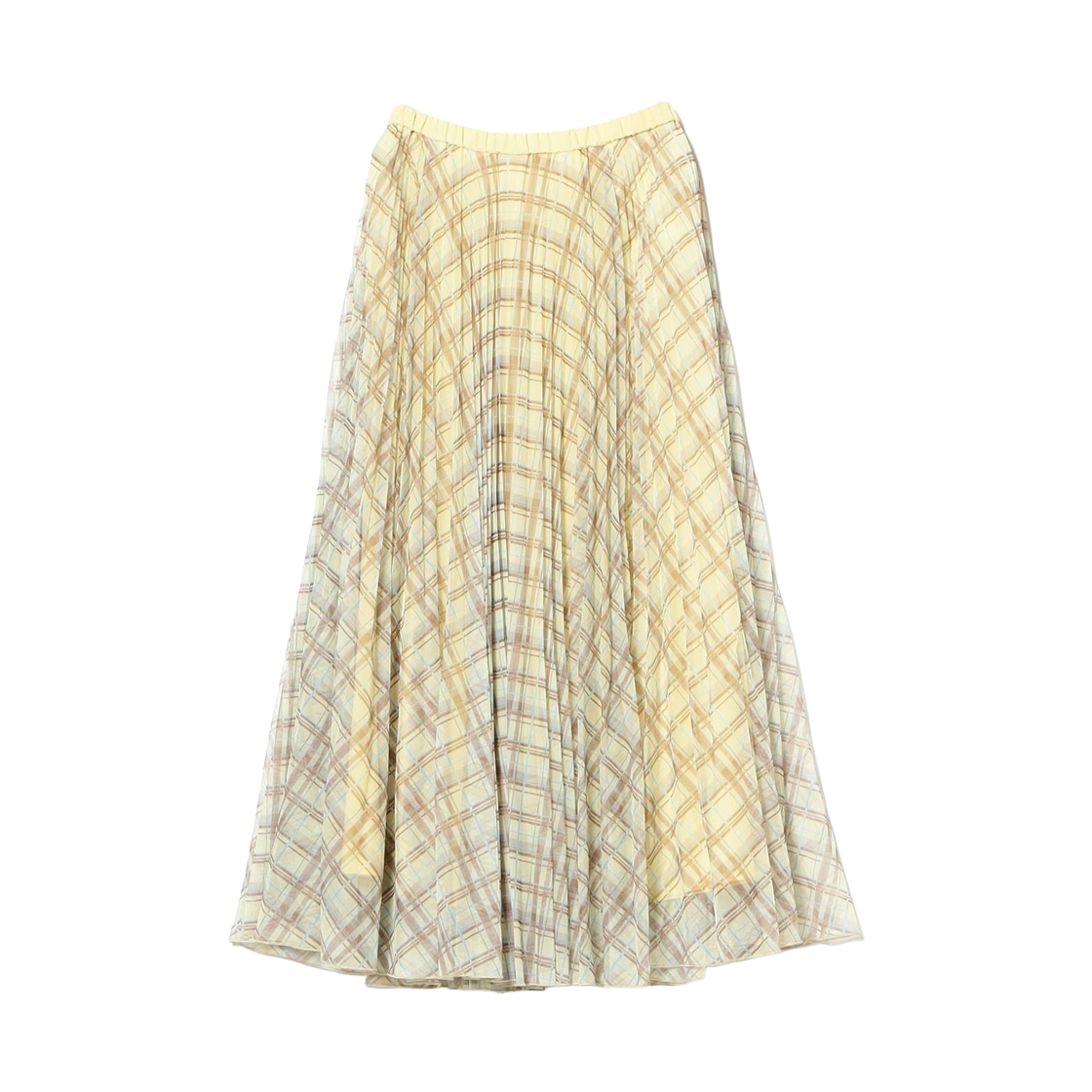 (W) 레이 빔즈 튤 체크 플리츠 스커트 옐로우((W) Ray Beams Tulle Check Pleated Skirt Yellow)
