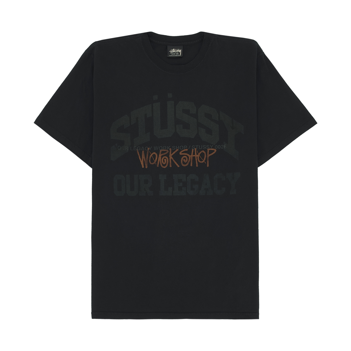 스투시 x 아워레가시 컬리지에이트 피그먼트 다이드 티셔츠 피치 오버다이드 블랙(Stussy x Our Legacy Collegiate Pig. Dyed T-Shirt Peach Overdyed Black) - 1
