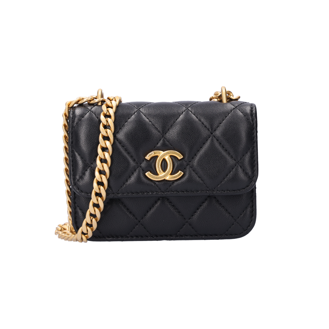 ITCTISIRRITK Chanel Mini Camellia Ball Chain Bag in Black Caviar Leather Gold Hardware
