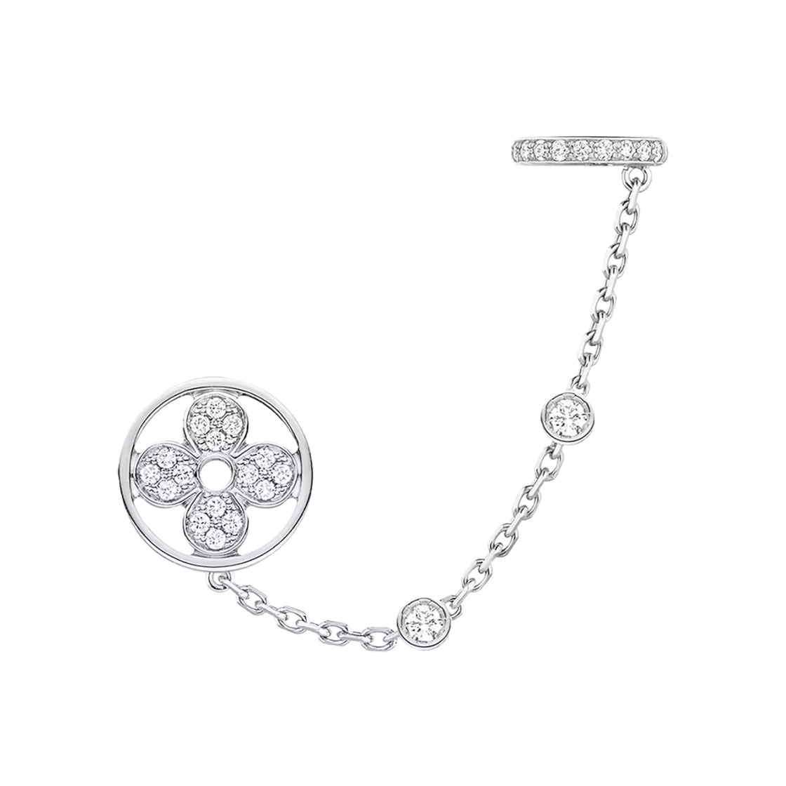 Q06173 (W) Louis Vuitton Idylle Blossom Mono Chain Earring Per Unit 18K White Gold Diamond