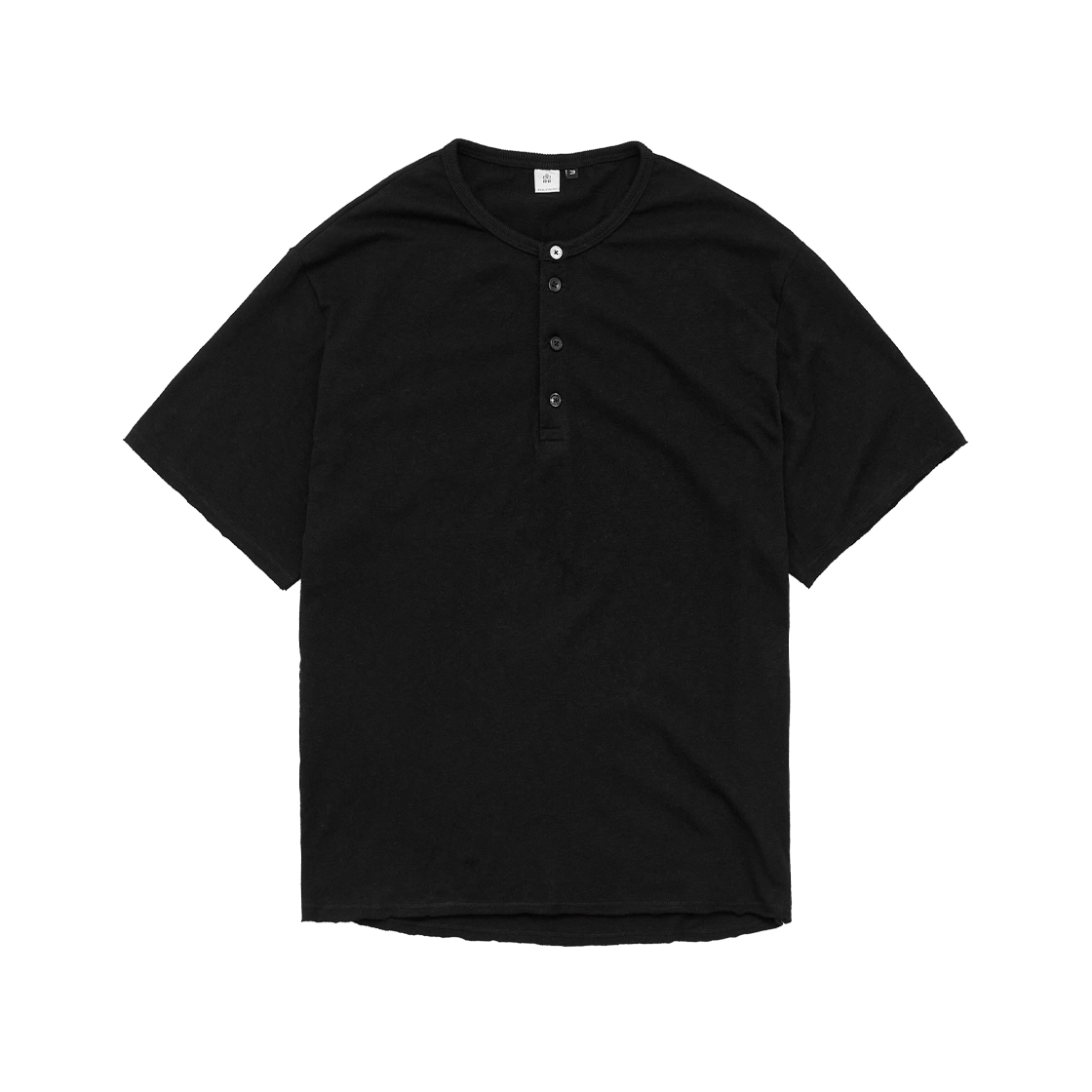폴리테루 1/2 헨리 넥 티셔츠 블랙(Polyteru 1/2 Henley Neck T-Shirt Black)