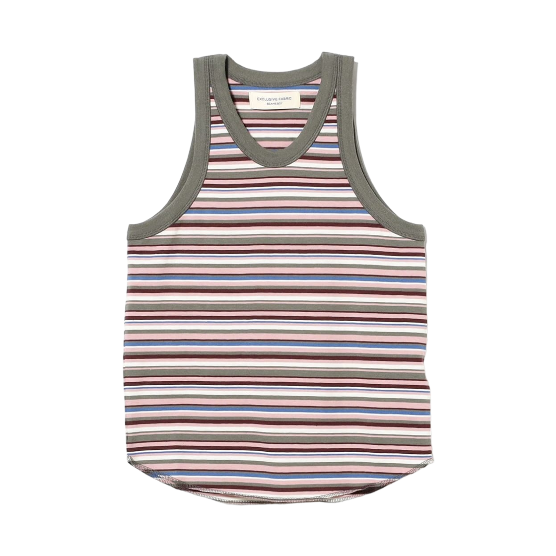 (W) 빔즈 보이 멀티 보더 탱크 탑 핑크((W) Beams Boy Multi Border Tank Top Pink)