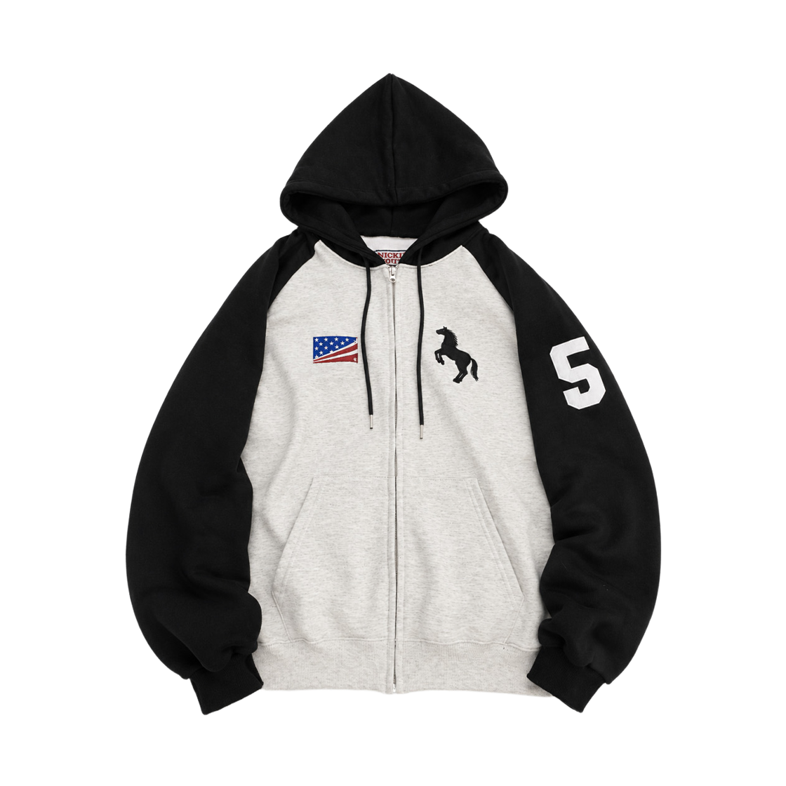 닉켈 동키 나그랑 후드집업 블랙멜란지(NICKEL DONKEY RAGLAN ZIP_UP Black Melange)