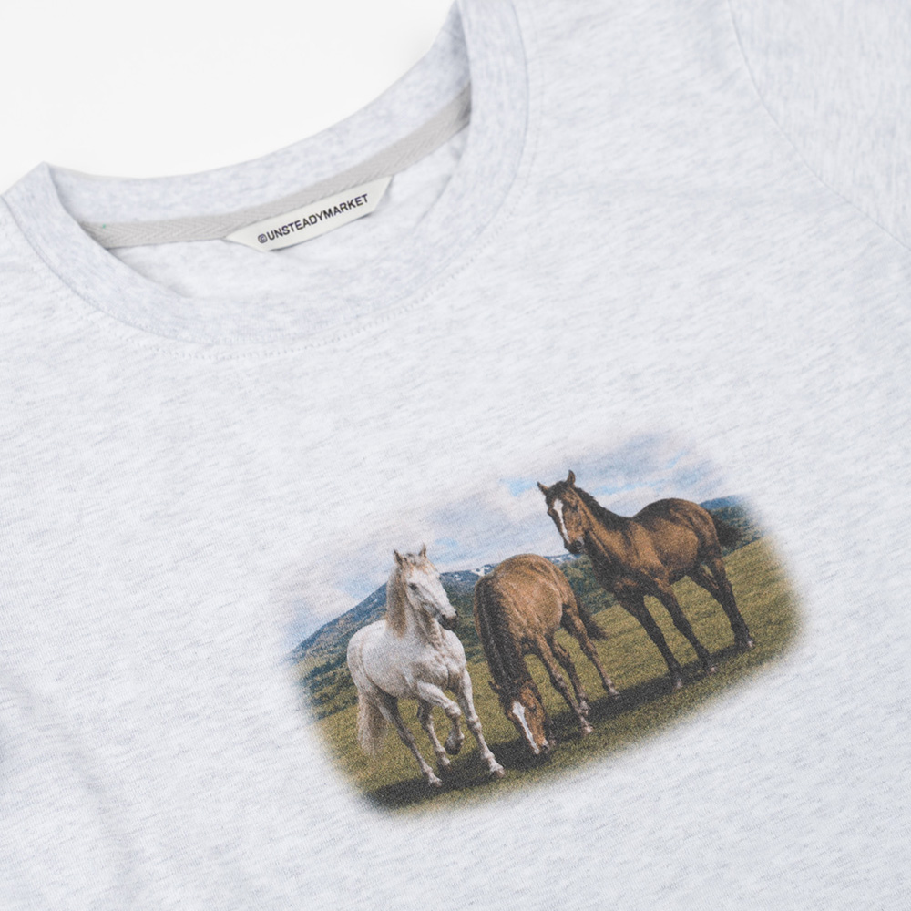 언스테디마켓 호시즈 그래픽 티셔츠 라이트그레이(UnsteadyMarket Horses Graphic Tee_Light grey) - 4