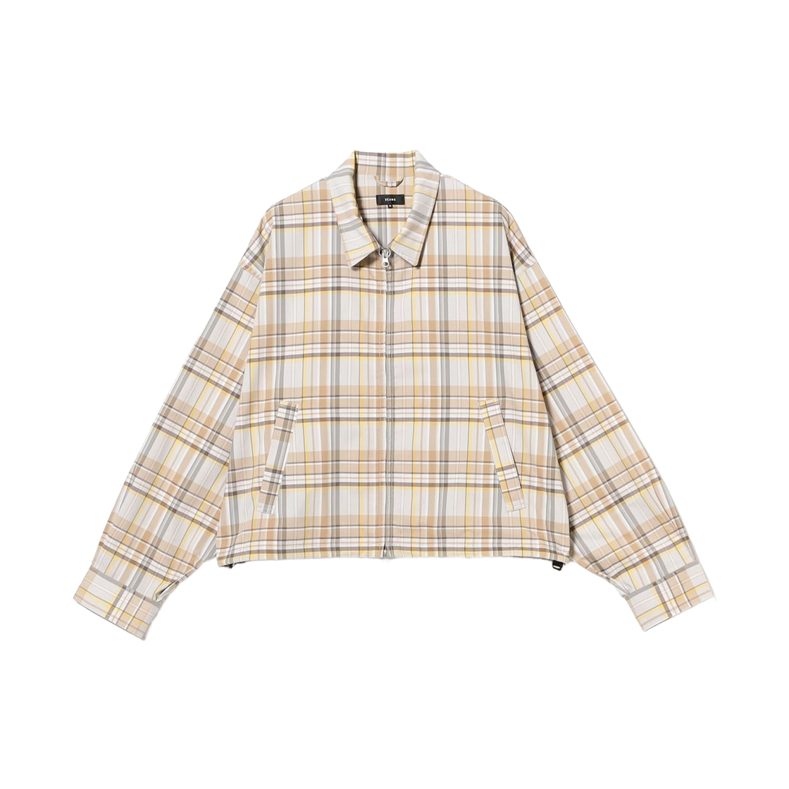 빔즈 숏 체크 집 블루종 베이지(Beams Short Check Zip Blouson Beige)